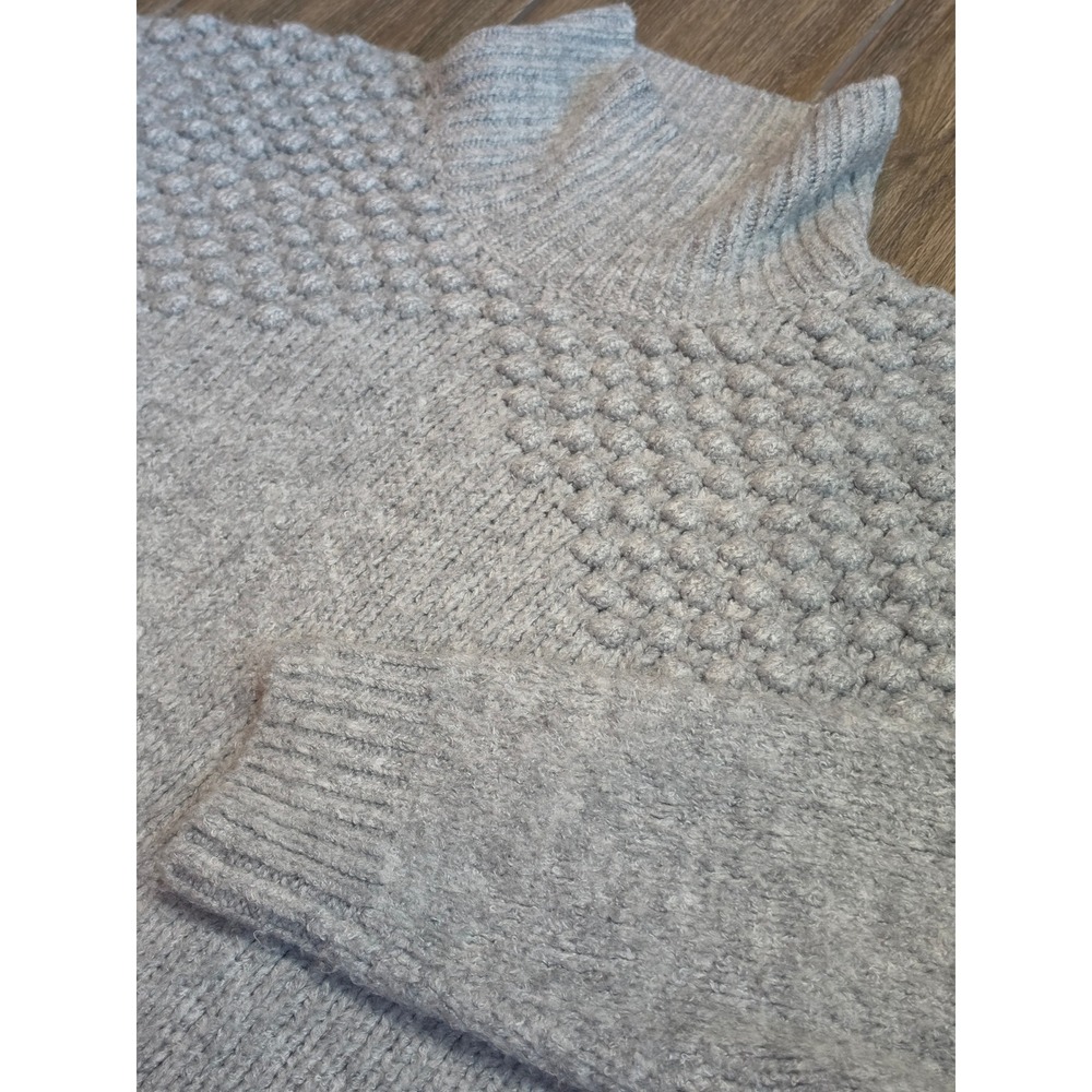 Free People Grey Popcorn Knit Mock Neck Sweater OB1508649 Womens Medium